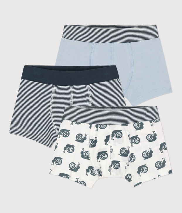 Boys' Snail Patterned Cotton Boxer Shorts - 3-Pack multicolor