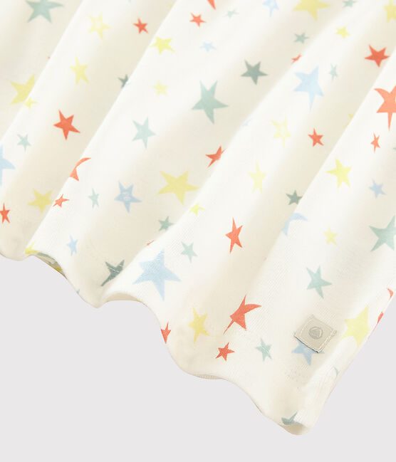 Boys' Colourful Starry Organic Cotton Pyjamas MARSHMALLOW white/MULTICO white