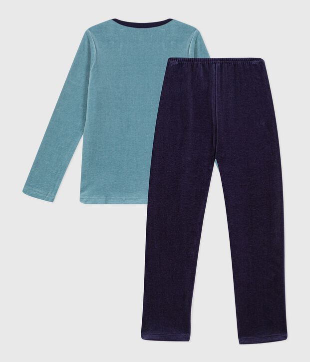 Children's velour pyjamas blue/blue
