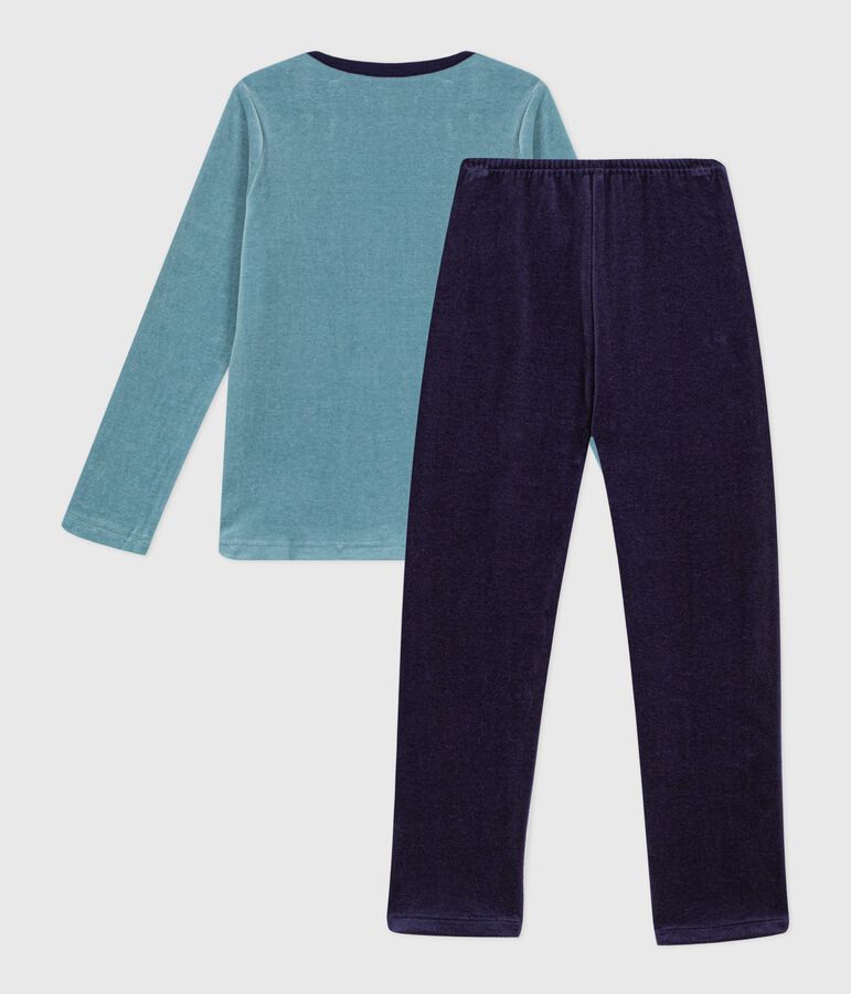 Children's velour pyjamas blue/blue