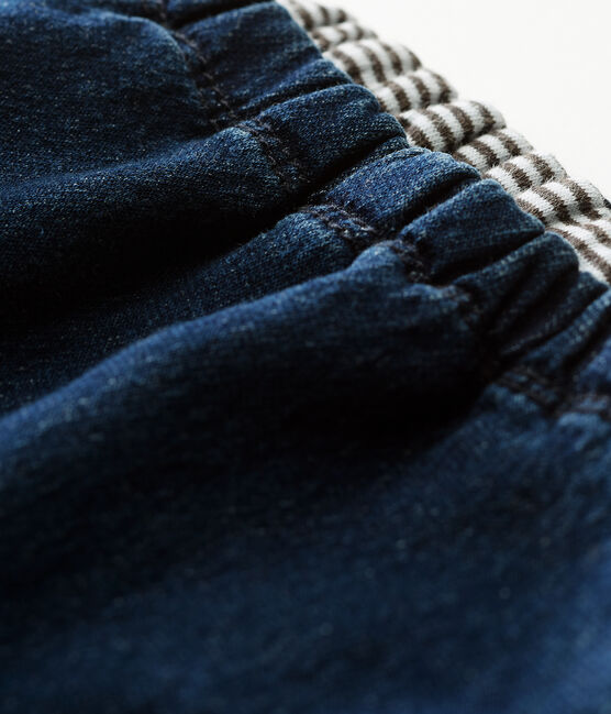 Unisex baby trousers in denim effect lined knit DENIM BLEU FONCE CN blue