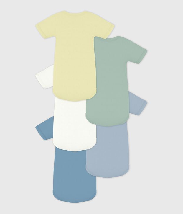 Pack of babies' short-sleeved plain cotton bodies multicolor
