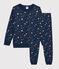 Children's Starry Fleece Pyjamas MEDIEVAL blue/MULTICO white