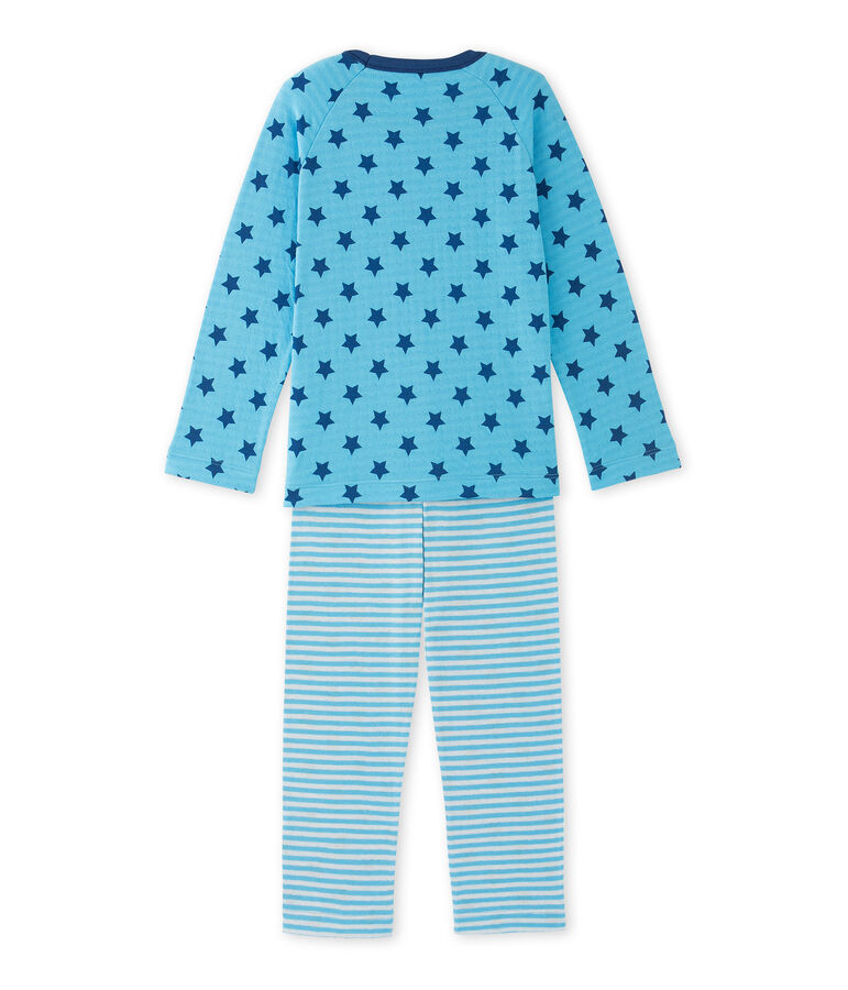 Boys' pyjamas in print / striped tube knit IBIZA blue/MAJOR blue