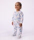 Babies' brushed fleece floral print pyjama suit with a back opening