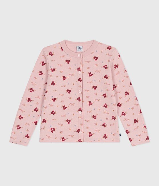 Children's printed cotton cardigan JOLI pink/MULTICO white