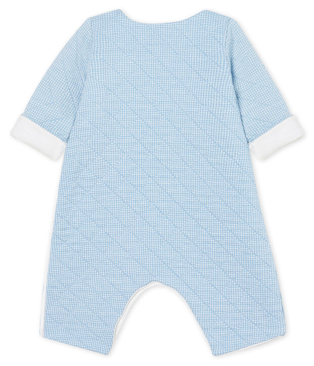 Babies' Long Jumpsuit in Quilted Tube Knit blue/white