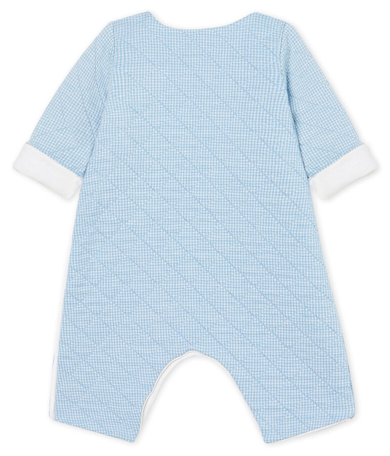 Babies' Long Jumpsuit in Quilted Tube Knit blue/white