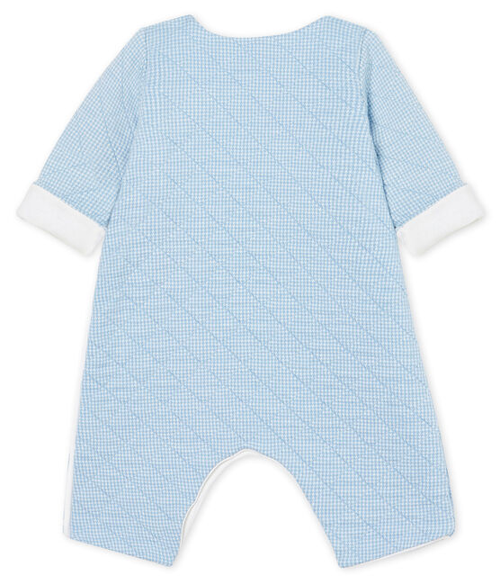 Babies' Long Jumpsuit in Quilted Tube Knit ACIER blue/MARSHMALLOW CN white