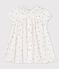 Babies' Organic Cotton Gauze Short-Sleeved Dress MARSHMALLOW white/OMBRIE red