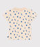 Babies' short-sleeved cotton polo shirt printed with little boats AVALANCHE blue/PERSE white