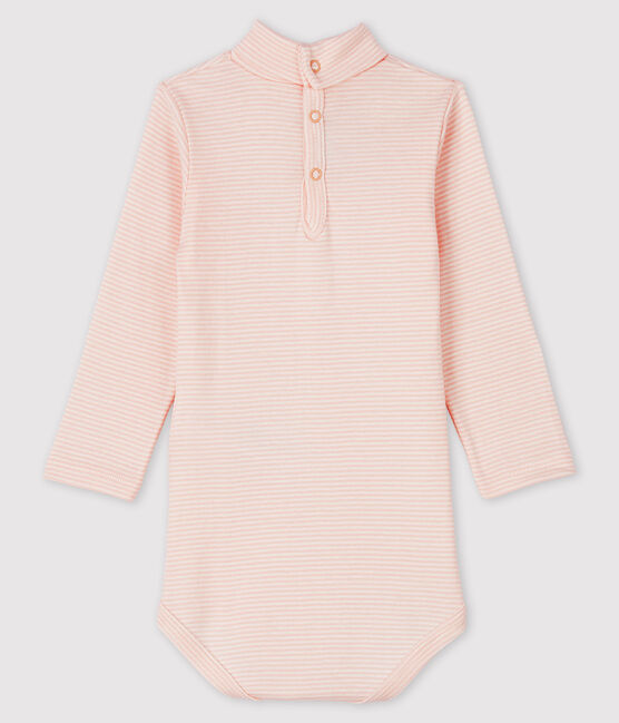 Baby's long-sleeved roll-neck bodysuit MINOIS pink/MARSHMALLOW white