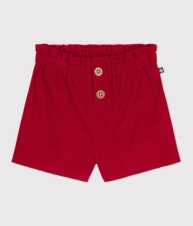 Babies' plain corduroy shorts red