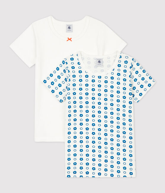 Girls' Graphic Floral Print Short-Sleeved Organic Cotton T-Shirts - 2-Pack variante 1