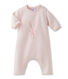 Unisex baby long all-in-one in wool and cotton knit with rabbit print