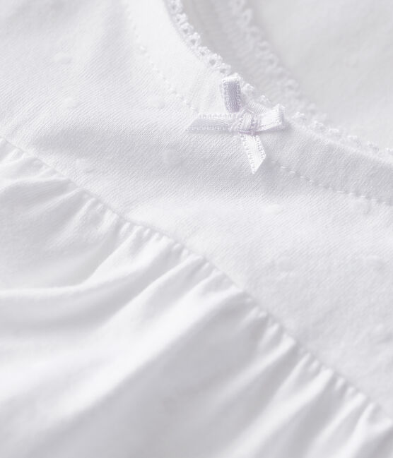 Girls' White Fine Cotton Nightdress ECUME white
