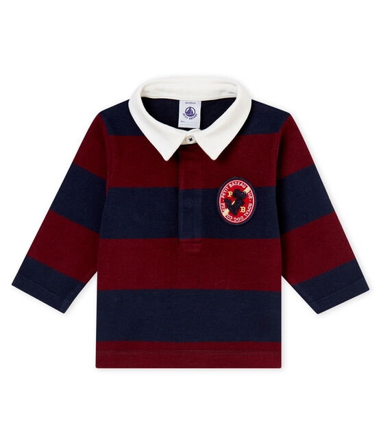 Baby boy's striped polo shirt SMOKING blue/OGRE red