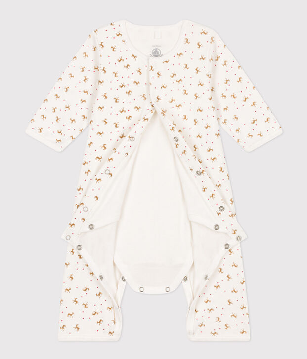 Babies' Footless Cotton Bodyjama white/red