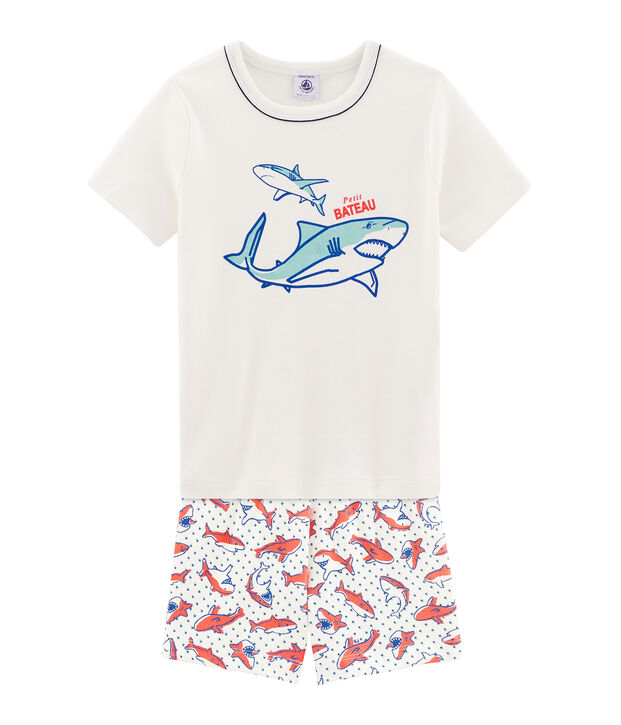 Boys' Ribbed Short Pyjamas white/multicolor