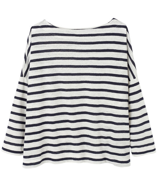 Women's linen sailor top LAIT white/SMOKING blue