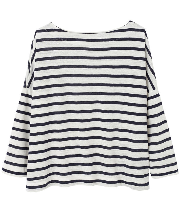 Women's linen sailor top white/blue