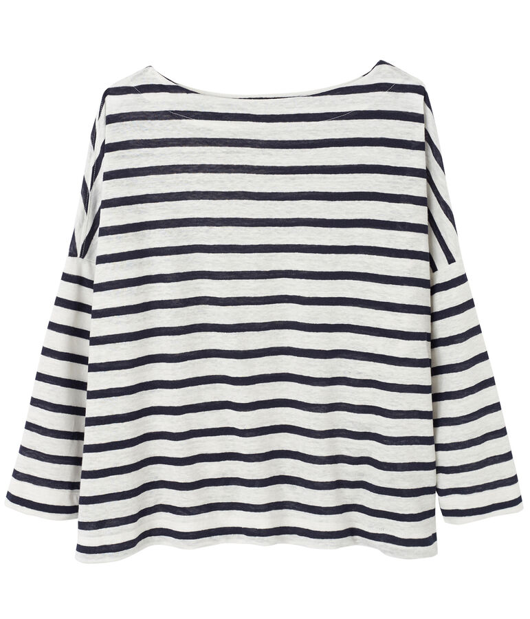 Women's linen sailor top white/blue
