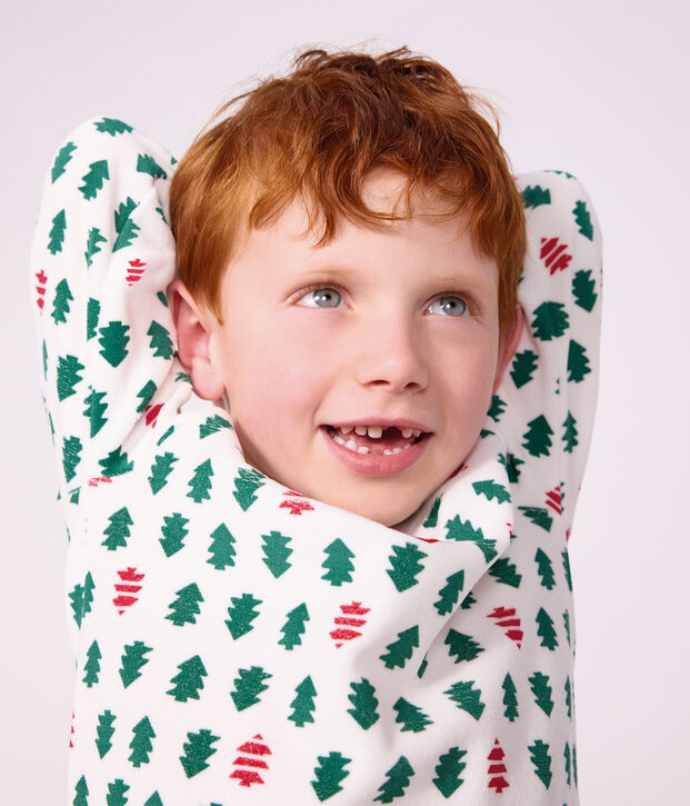 Children's printed velour pyjamas white/multicolor