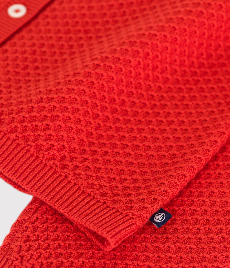 Children's fancy stitch cotton cardigan SPICY red
