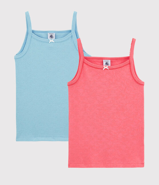 Girls' Colourful Openwork Organic Cotton Strappy Tops - 2-Pack variante 1