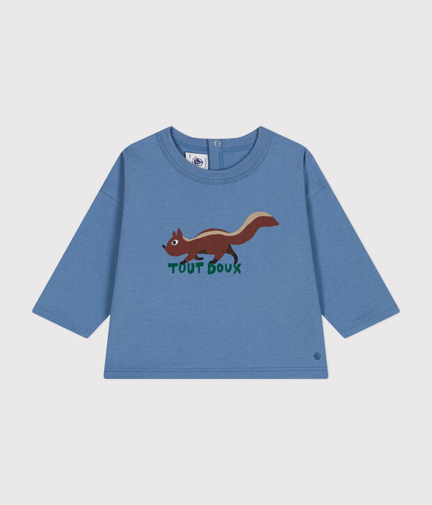 Babies' long sleeved T-shirt in fine jersey blue