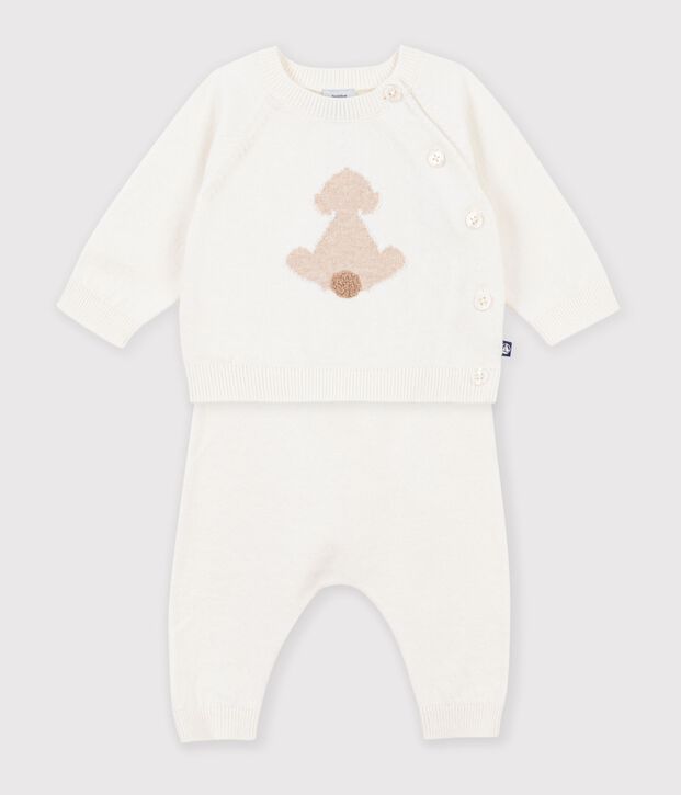 Patterned knitted set for babies MILK