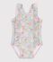 Babies' one-piece swimsuit with ruffles and a flower print. blue/multicolor