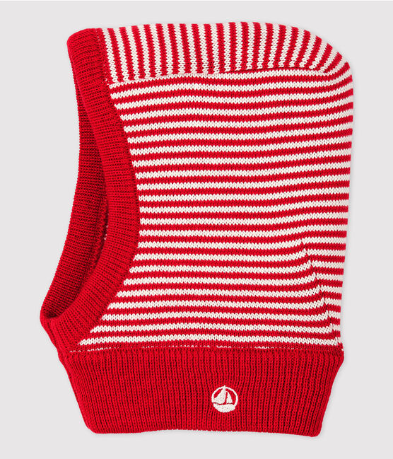 Babies' Striped Balaclava TERKUIT red/MARSHMALLOW white