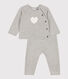 Babies' Wool/Cotton Heart Patterned Knit 2-Piece Outfit