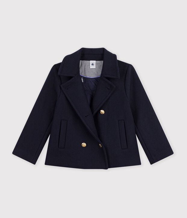 Children's pea coat in plain woollen broadcloth SMOKING