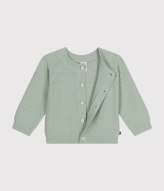 Babies' Knitted Cotton Cardigan green