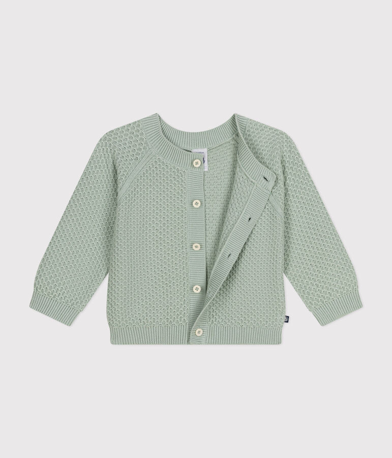 Babies' Knitted Cotton Cardigan green