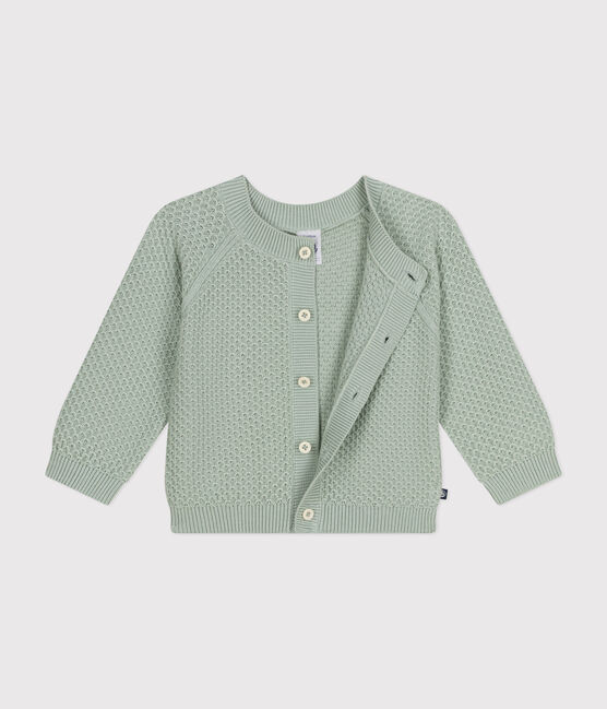 Babies' Knitted Cotton Cardigan HERBIER green