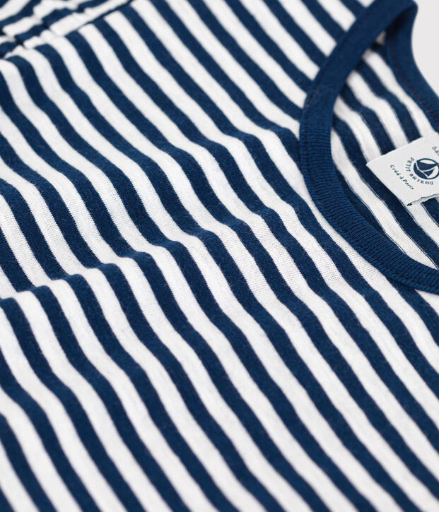Girls' Striped Cotton T-Shirt blue/white