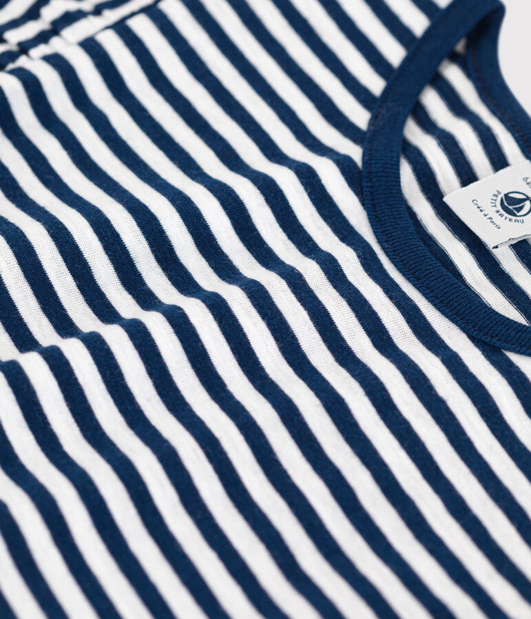 Girls' Striped Cotton T-Shirt blue/white