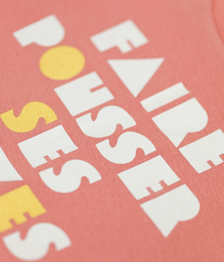 Girls' Short-Sleeved Cotton T-Shirt PAPAYE pink