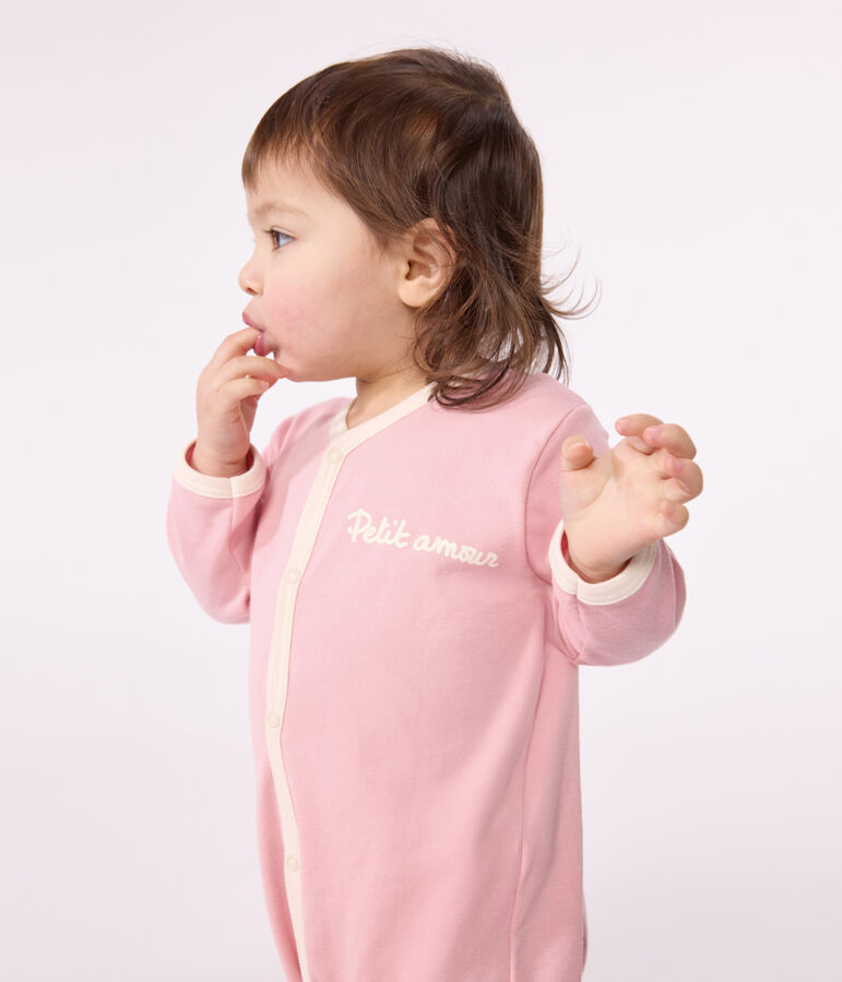Babies' plain cotton pyjamas pink