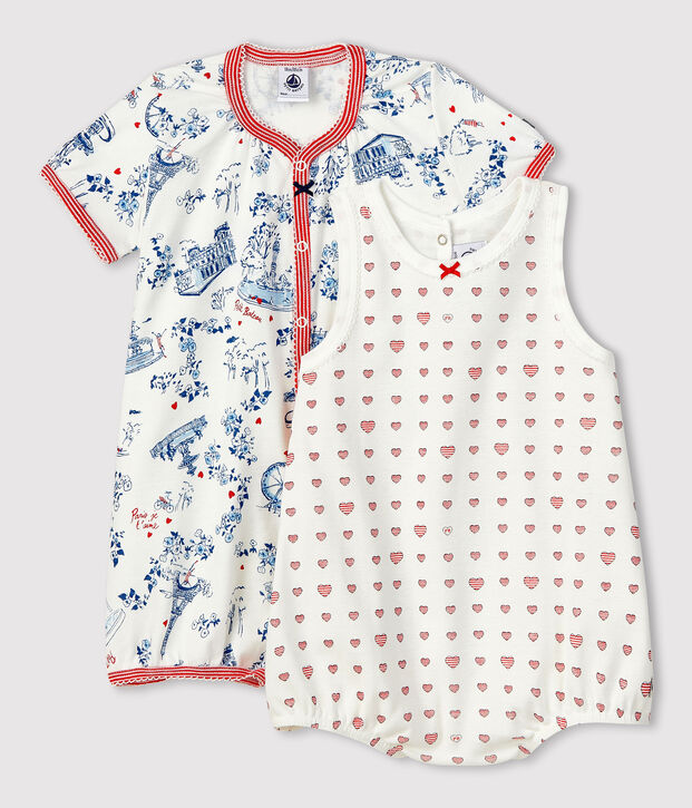 Baby Girls' Ribbed Playsuit - 2-Pack multicolor