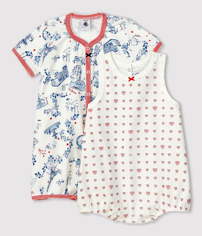 Baby Girls' Ribbed Playsuit - 2-Pack multicolor