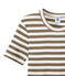 Women's T-shirt in heritage striped rib SHITAKE brown/MARSHMALLOW white