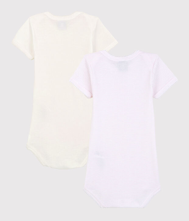 Babies' Short-Sleeved Pinstriped Organic Cotton Bodysuits - 2-Pack multicolor