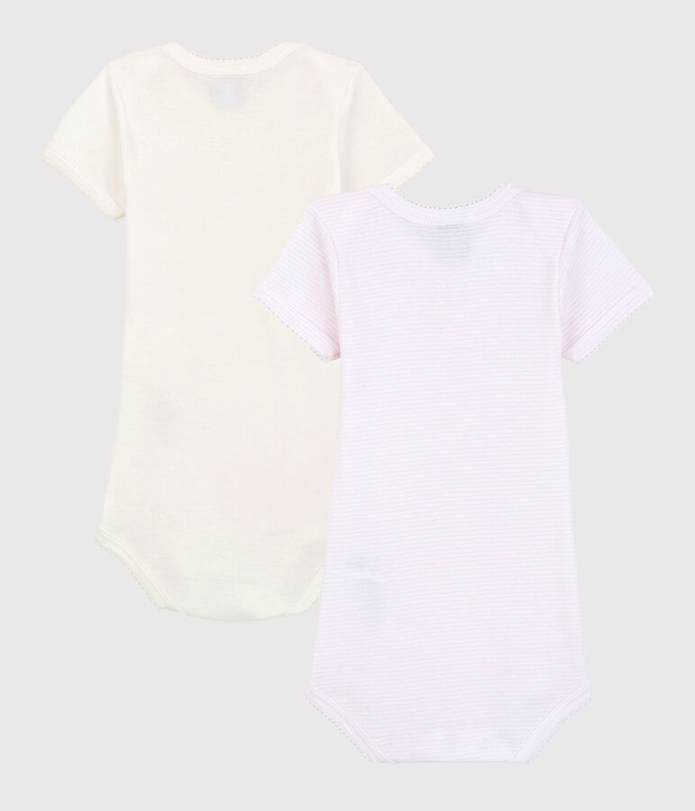 Babies' Short-Sleeved Pinstriped Organic Cotton Bodysuits - 2-Pack multicolor