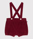 Babies' plain corduroy shorts with shoulder straps