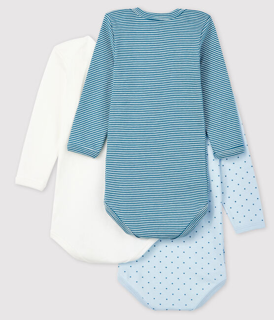 Babies' Blue Long-Sleeved Cotton Bodysuit - 3-Pack variante 1