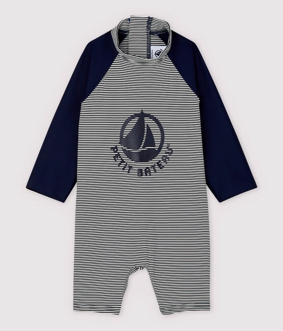 Babies' Unisex UV-Proof Eco-Friendly Swimsuit SMOKING blue/MARSHMALLOW white